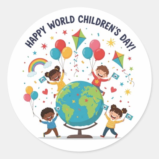 Happy World Children’s Day Celebration Sticker (Vorderseite)