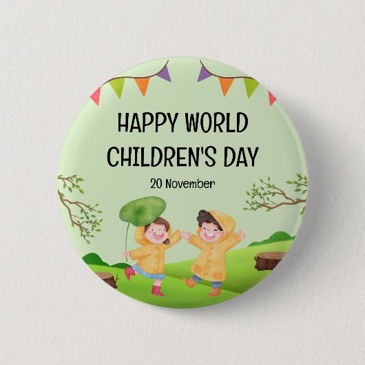 Happy World Children's Day | 20 November Button (Vorderseite)