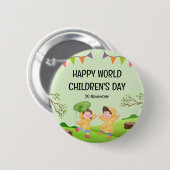 Happy World Children's Day | 20 November Button (Vorne & Hinten)