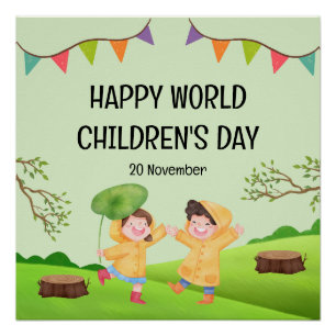 Happy World Children's Day   20 November Poster