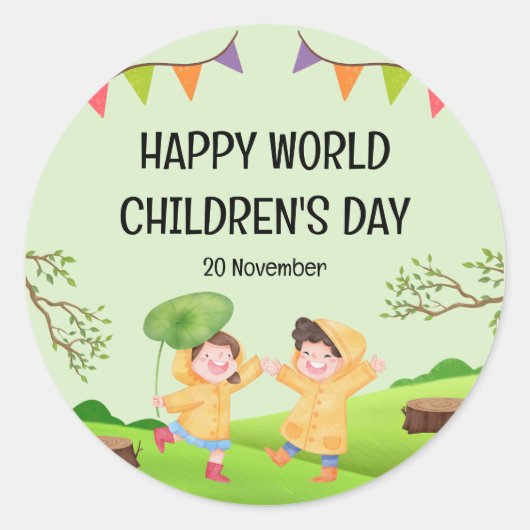 Happy World Children's Day | 20 November Runder Aufkleber (Vorderseite)