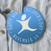 Happy World Children's Day Blue Glitzer Button (Beispiel)