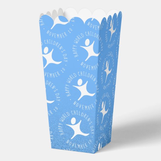 Happy World Children's Day Blue Glitzer Geschenkschachtel (Rückseite)