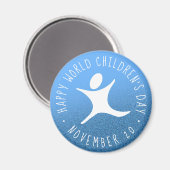 Happy World Children's Day Blue Glitzer Magnet (Vorderseite/Rückseite)
