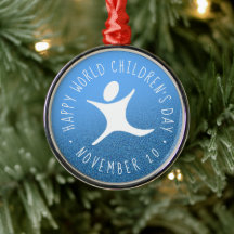 Happy World Children's Day Blue Glitzer