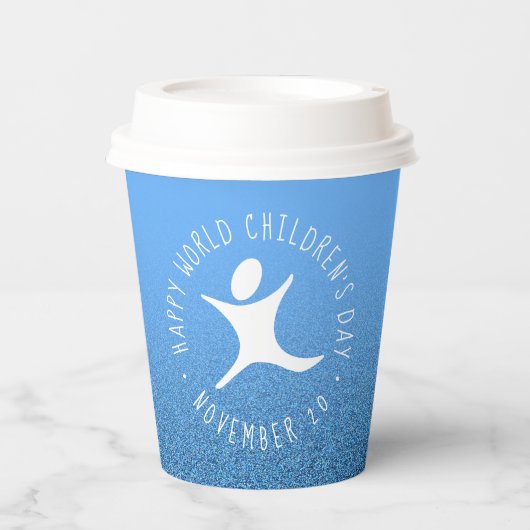 Happy World Children's Day Blue Glitzer Pappbecher (Vorderseite)