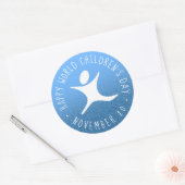 Happy World Children's Day Blue Glitzer Runder Aufkleber (Umschlag)