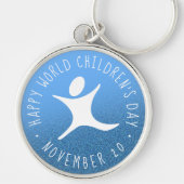 Happy World Children's Day Blue Glitzer Schlüsselanhänger (Vorne)
