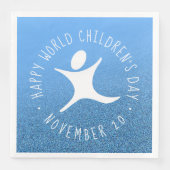 Happy World Children's Day Blue Glitzer Serviette (Vorderseite)