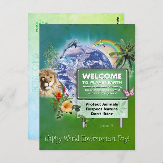 Happy World Environment Day (Text anpassbar) Postkarte (Vorne/Hinten)