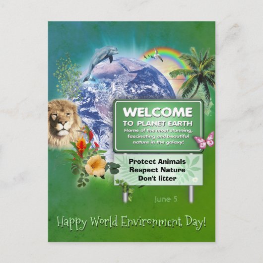 Happy World Environment Day (Text anpassbar) Postkarte (Vorderseite)