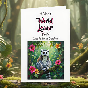 Happy World Lemurs Day Letzter Freitag im Oktobe Karte