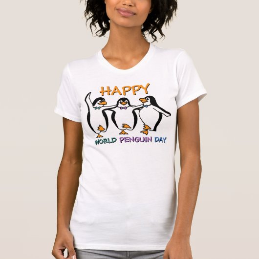 Happy World Pinguin Day Text T-Shirt (Vorderseite)