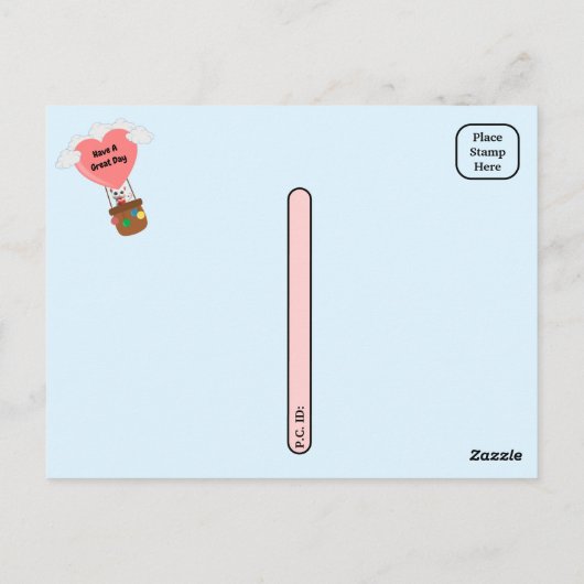 Happy World Postcard Day Cat in Balloon Postcard Postkarte (Rückseite)