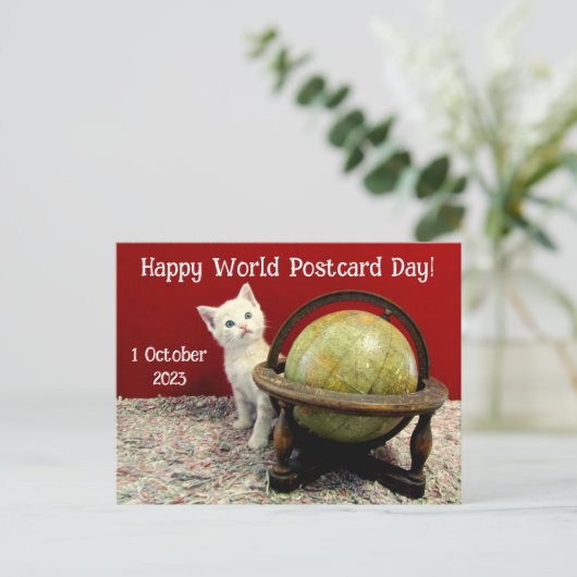 Happy World Postcard Day from Tuffy McStuff - Cat Postkarte (Stehend Vorderseite)