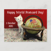 Happy World Postcard Day mit Tuffy McStuff - Katze Postkarte (Vorderseite)