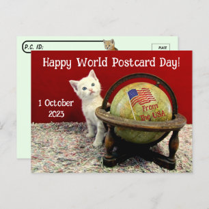 Happy World Postcard Day mit Tuffy McStuff - Katze Postkarte
