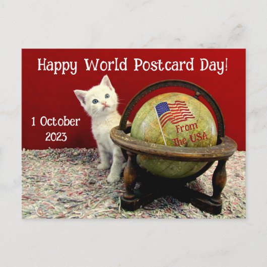 Happy World Postcard Day mit Tuffy McStuff - Katze Postkarte (Vorderseite)