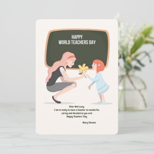Happy World Teachers' Day Card Einladung (Stehend Vorderseite)