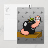 Happy Worm in Black Apple Postkarte (Vorne/Hinten)