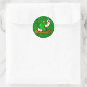 Happy Worm in Green Apple Runder Aufkleber (Tasche)