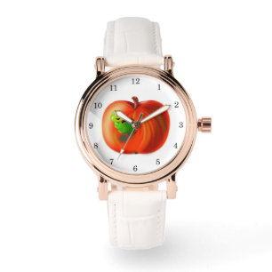 Happy Worm in Red Apple - Armbanduhr