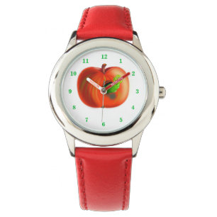 Happy Worm in Red Apple Armbanduhr