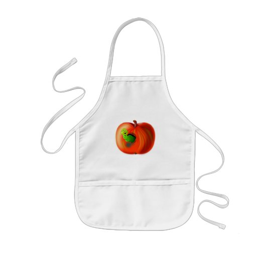 Happy Worm in Red Apple Kids' Schürze (Vorne)