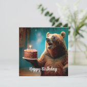Happy wow bear Birthday Card Feiertagskarte (Stehend Vorderseite)