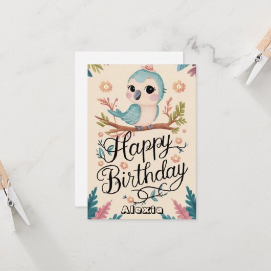 Happy wünscht Parrot Digital Geburtstag Karte (Vorderseite/Rückseite Beispiel)