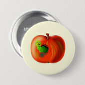 Happy-Wurm in Red Apfel Button (Vorne & Hinten)