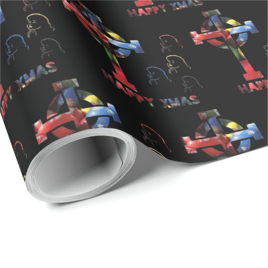 Happy Xmas blak Geschenkpapier (Rolleneckpunkt)