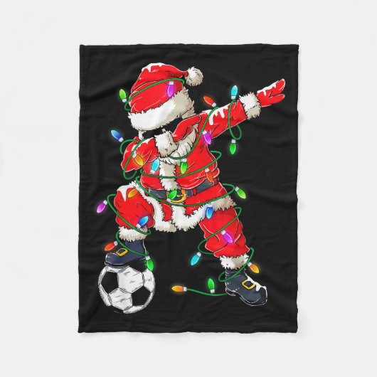 Happy Xmas Dabbing Santa Soccer Christmas Pajamas Fleecedecke (Vorderseite)