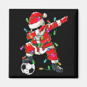 Happy Xmas Dabbing Santa Soccer Christmas Pajamas Magnet (Vorne)