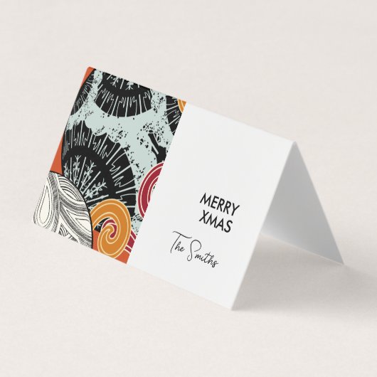 Happy Xmas Karte im japanischen Stil mit roten Kug (Vorderseite)