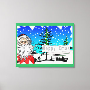 "HAPPY XMAS" SANTA CLAUS LEINWANDDRUCK