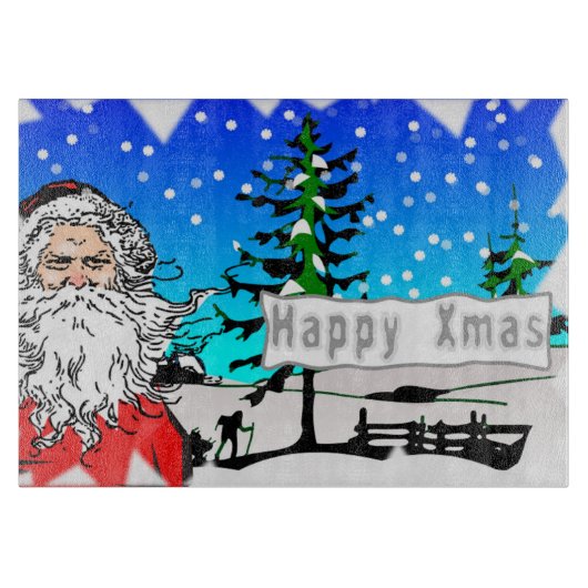 "HAPPY XMAS" SANTA CLAUS SCHNEIDEBRETT (Vorderseite)