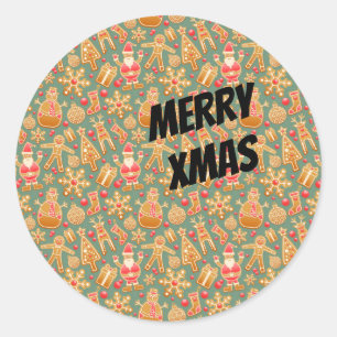 Happy Xmas Symbols Runder Aufkleber