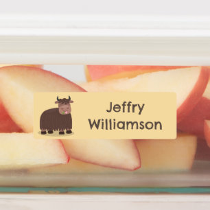 Happy Yak fressen Gras Cartoon personalisiert Etiketten