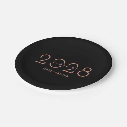 Happy Year EDITABLE FARBEN Abschluss Teller (Schrägansicht)