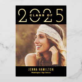 Happy Year Foil Abschluss kündigen Editierbare Far Folieneinladung