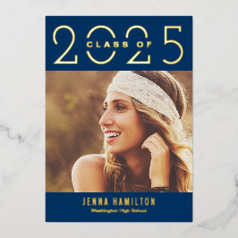 Happy Year Foil Abschluss kündigen Editierbare Far Folieneinladung