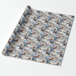 Happy Year of the Horse with Roses Wrapping paper Geschenkpapier