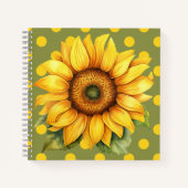 Happy Yellow and Green Sunflower on Polka-Dot Notizblock (Vorderseite)