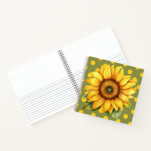 Happy Yellow and Green Sunflower on Polka-Dot Notizblock