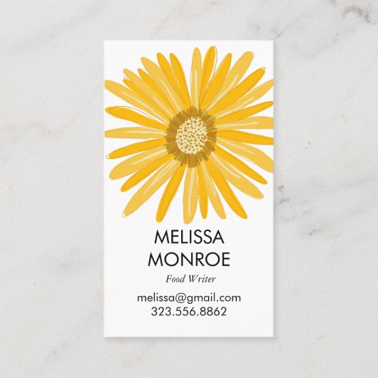 Happy Yellow Daisy illustriert Visitenkarte (Rückseite)