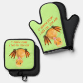 Happy Yellow Duck Custom Text Funny Ofenhandschuh & Topflappen-Set (Vorderseite/Rückseite)