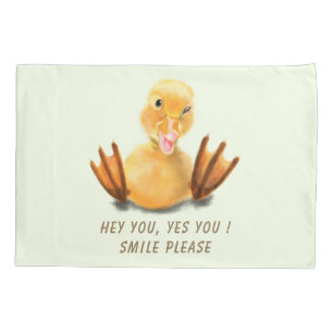 Happy Yellow Duck Funny Pillow Case - Custom Text Kissenbezug