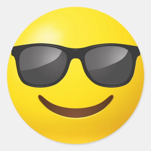 Happy Yellow Emoji mit Sonnenbrille Runder Aufkleber (Vorderseite)