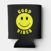 Happy Yellow Face Good Vibes Black Dosenkühler (Rückseite)